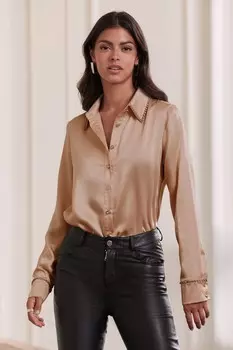 Рубашка с воротником застежкой на пуговицы и стразами Lipsy, желтый