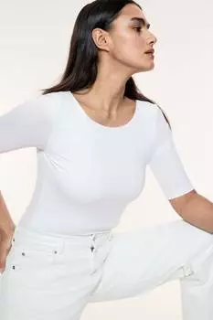 Рубашка с вырезом «балерина» H&M, белый