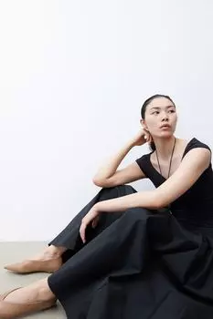 Рубашка с вырезом «балерина» H&M, черный