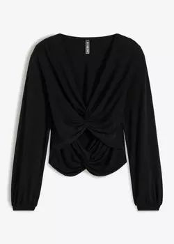 Рубашка с вырезом и закрученной деталью Rainbow, черный