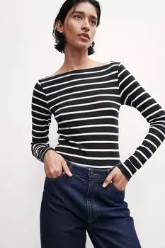 Рубашка с вырезом-лодочкой H&M, черный