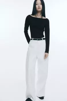 Рубашка с вырезом-лодочкой H&M, черный