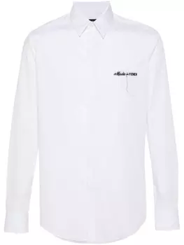 Рубашка с вышитой надписью FENDI, белый