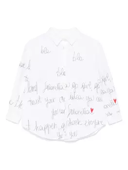 Рубашка с вышитой надписью Simonetta, белый