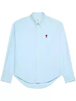 Рубашка с вышитым логотипом AMI Paris, синий