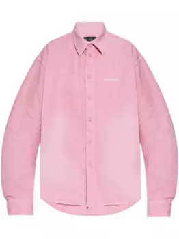 Рубашка с вышитым логотипом BALENCIAGA, розовый