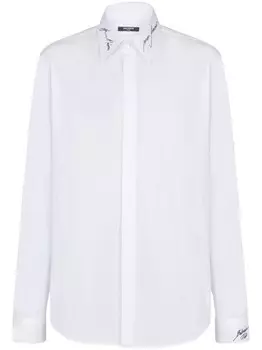 Рубашка с вышитым логотипом Balmain, белый