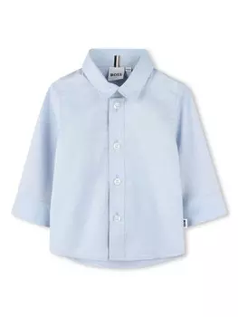 Рубашка с вышитым логотипом BOSS Kidswear, синий