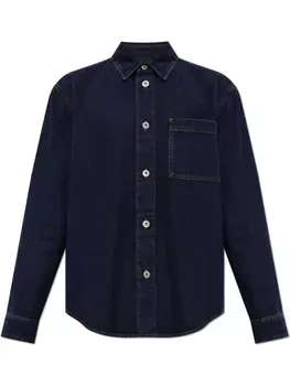 Рубашка с вышитым логотипом Burberry, синий