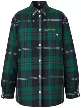 Рубашка с вышитым логотипом BURBERRY, зеленый