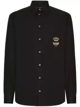 Рубашка с вышитым логотипом DOLCE & GABBANA, черный