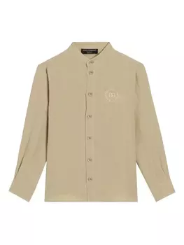 Рубашка с вышитым логотипом Dolce & Gabbana Kids, нейтральный