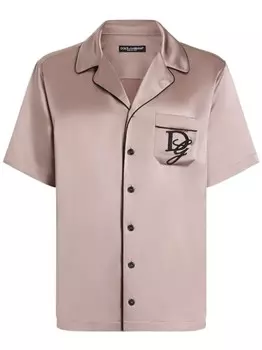 Рубашка с вышитым логотипом Dolce & Gabbana, розовый