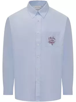 Рубашка с вышитым логотипом Drle De Monsieur, синий
