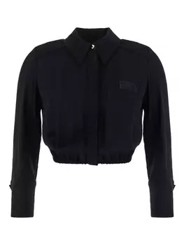 Рубашка с вышитым логотипом Elisabetta Franchi, черный