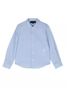 Рубашка с вышитым логотипом Emporio Armani Kids, синий
