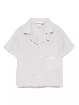 Рубашка с вышитым логотипом Emporio Armani Kids, нейтральный