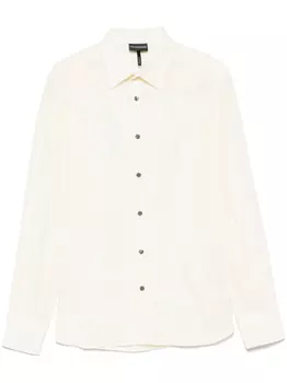 Рубашка с вышитым логотипом Emporio Armani, нейтральный