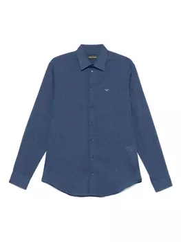 Рубашка с вышитым логотипом Emporio Armani, синий