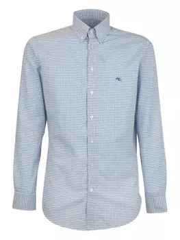 Рубашка с вышитым логотипом ETRO, синий