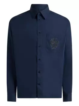 Рубашка с вышитым логотипом ETRO, синий