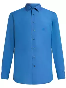Рубашка с вышитым логотипом ETRO, синий