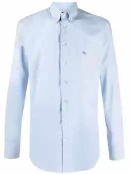 Рубашка с вышитым логотипом ETRO, синий