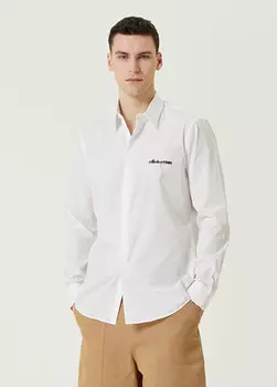 Рубашка с вышитым логотипом Fendi, белый