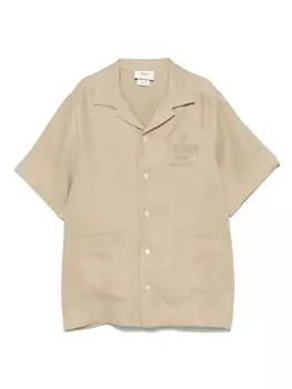 Рубашка с вышитым логотипом Fendi Kids, нейтральный