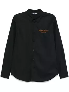 Рубашка с вышитым логотипом Just Cavalli, черный