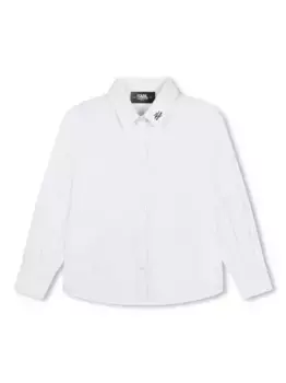 Рубашка с вышитым логотипом KARL LAGERFELD KIDS, белый
