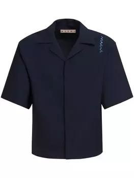 Рубашка с вышитым логотипом Marni, синий