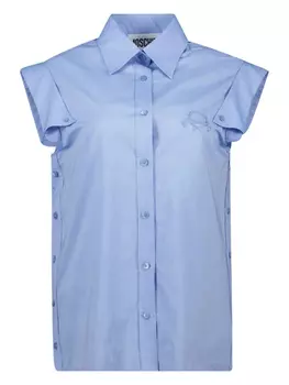 Рубашка с вышитым логотипом Moschino, синий