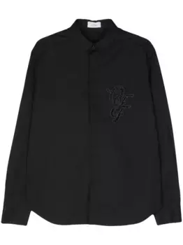 Рубашка с вышитым логотипом OFF-WHITE, черный