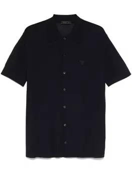 Рубашка с вышитым логотипом Prada, синий