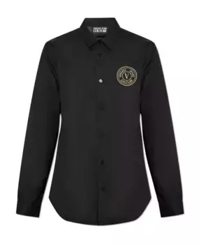 Рубашка с вышитым логотипом Versace Jeans Couture, черный