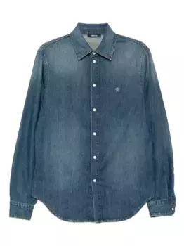 Рубашка с вышитым логотипом VERSACE, синий