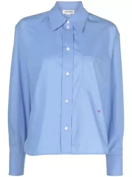 Рубашка с вышитым логотипом Victoria Beckham, синий