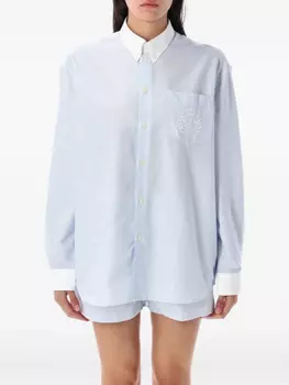 Рубашка с вышитым логотипом в полоску Sporty & Rich, синий