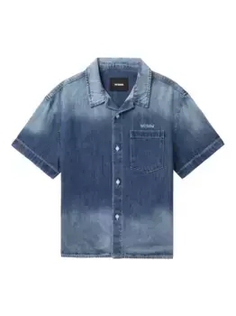 Рубашка с вышитым логотипом We11done, синий