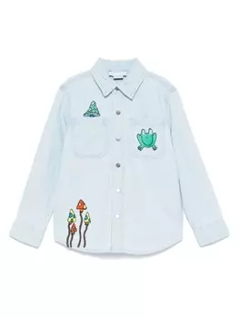 Рубашка с вышитым мотивом Stella McCartney Kids, синий