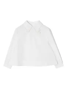 Рубашка с вышитым воротником Burberry Kids, белый