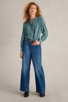 Рубашка с вышивкой «Астра» White Stuff, зеленый