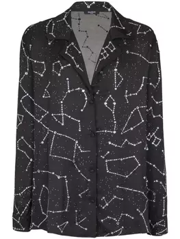 Рубашка с вышивкой Balmain, черный