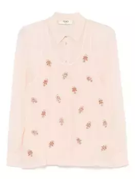 Рубашка с вышивкой FENDI, розовый