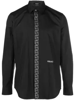 Рубашка с вышивкой Greek Key Versace, черный