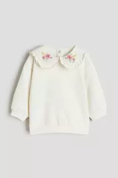 Рубашка с вышивкой H&M, бежевый