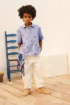 Рубашка с вышивкой пейсли ZARA, светло-синий