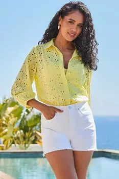 Рубашка с вышивкой Sosandar, желтый