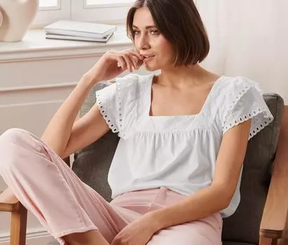 Рубашка с вышивкой Tchibo, белый